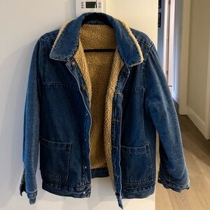 Oversized Blue Denim Reversible Sherpa Jacket